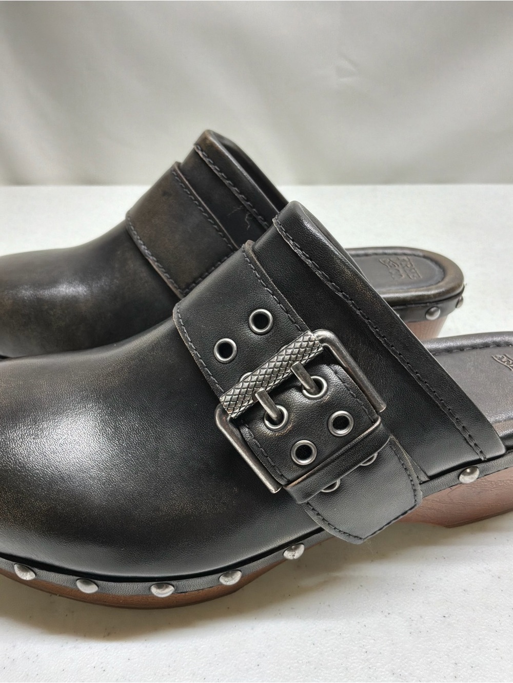 Frye and Co. Peyton Retro Studded Clog Mules with Buckle - Picture 5 of 8